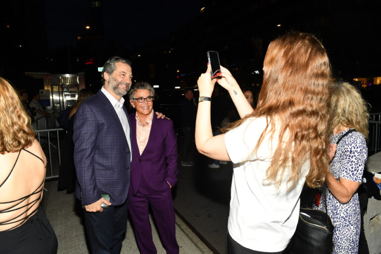 NEW YORK, NEW YORK - SEPTEMBER 20: Judd Apatow and Amanda Bearse attend the New York premiere of BROS presented by Universal Pictures at AMC Lincoln Square Theater on September 20, 2022 in New York City. (Photo by Noam Galai/Getty Images for Universal Pictures)